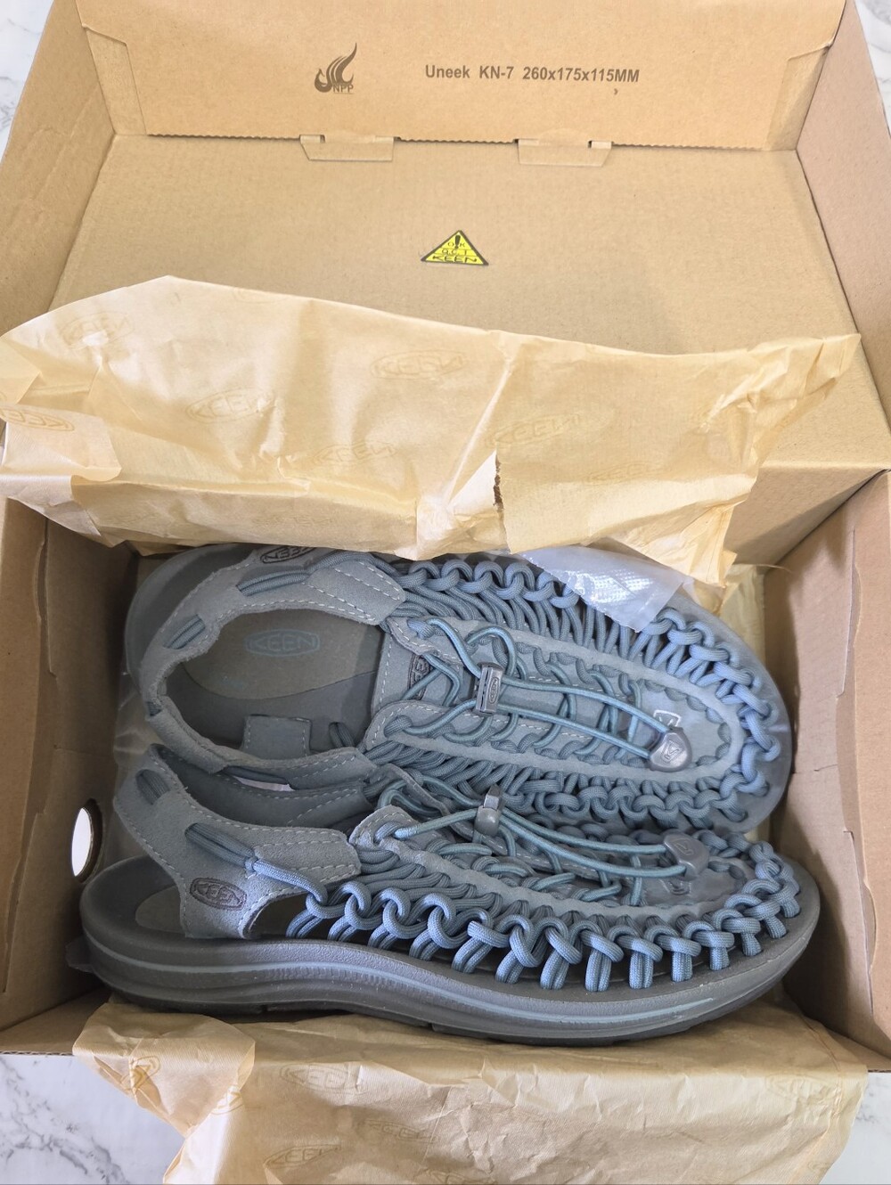 Keen Uneek Women's Blue/gray Knotted Cord Woven Sandals, Size 7 - Picture 3 of 11